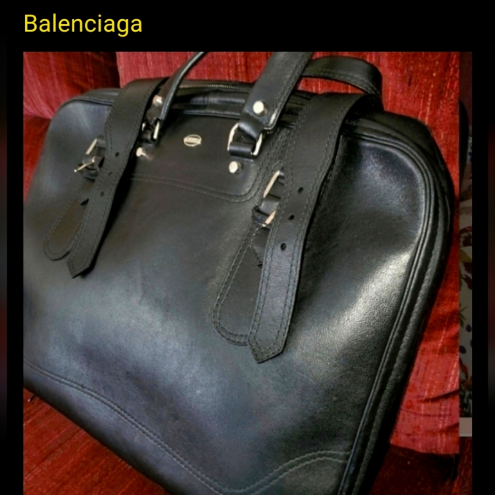 BALENCIAGA Black Beauty Travel Bag leather suitcase carry on luggage Overnight